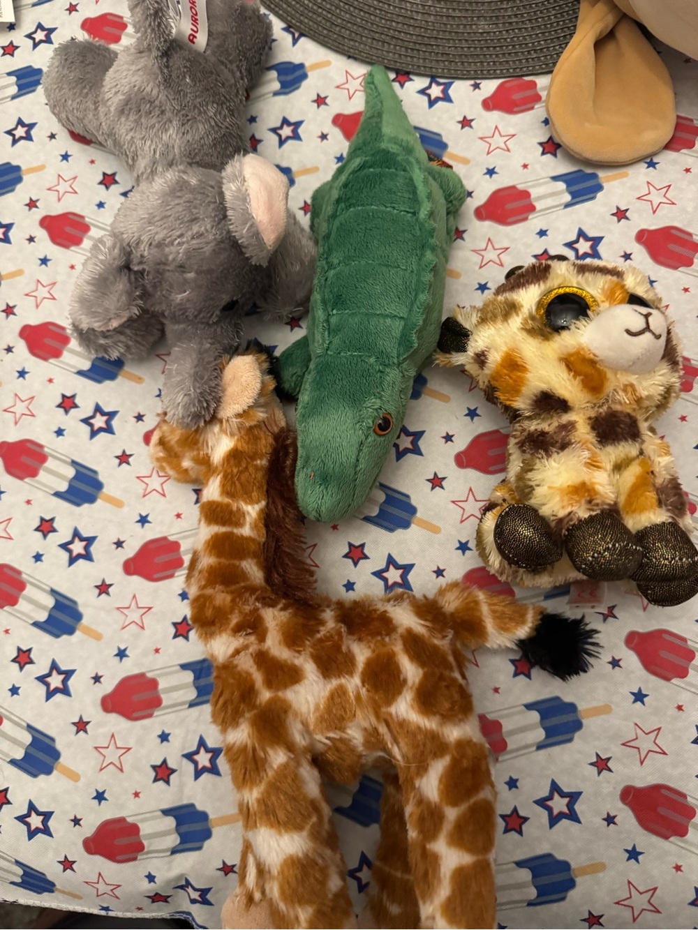 Plush Alligator, elephant, giraffe  and one otheStuffed Animal - Soft Cuddly Toy